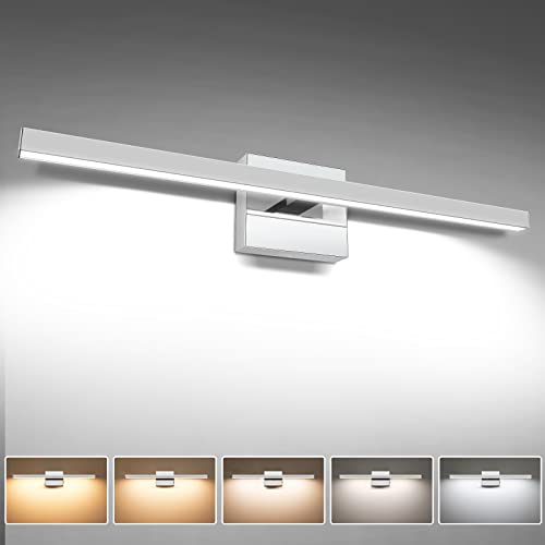 VOLISUN Modern Bathroom Vanity Light 23.6 inch, 14W Dimmable 5CCT Led Bathroom Light Fixture Over Mirror, Chrome Bar Wall Lights for Bathrooms Mirror Cabinets Bedroom-ETL Certificated - color: Chrome, size: 23.6inch