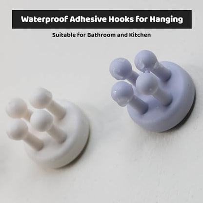 Mindful Design Razor Holder - 4Pcs Self Adhesive Silicone Toothbrush Holders Wall Mounted to Mirror for Shower Hanging Towel, Functional Waterproof Hook for Bathroom Kitchen Living Room Office