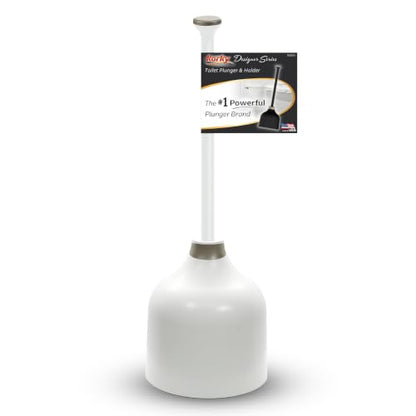 Korky White Toilet Plunger and Holder – Fast Clog Removal - Made in USA - color: White