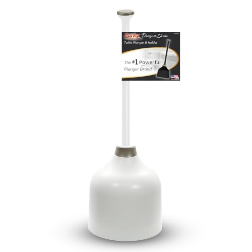 Korky White Toilet Plunger and Holder – Fast Clog Removal - Made in USA - color: White