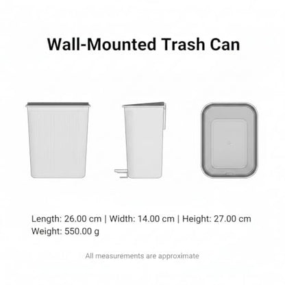 Wall-Mounted Trash Can, Compact 1.06 Gallon Waste Bin for Kitchen Cabinet or Bathroom, Space-Saving PP Plastic Disposal Unit (1 PC) - color: White