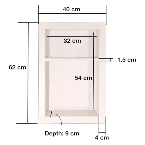 16" X 24" White Marble Shower Niche for Bathroom Shelf | Recessed Wall Insert | Rectangular 2 Shelves Storage Bathroom Organizer | No Tiles Needed (Pure White)