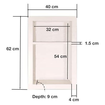 16" X 24" White Marble Shower Niche for Bathroom Shelf | Recessed Wall Insert | Rectangular 2 Shelves Storage Bathroom Organizer | No Tiles Needed (Pure White)