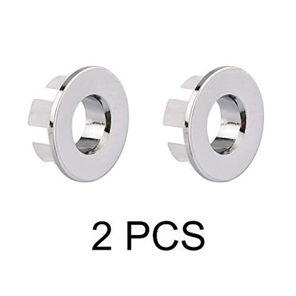 Sink Basin Trim Overflow Cover Brass Insert in Hole Round Caps Chrome 2 PCS - color: Chrome 2 Pcs