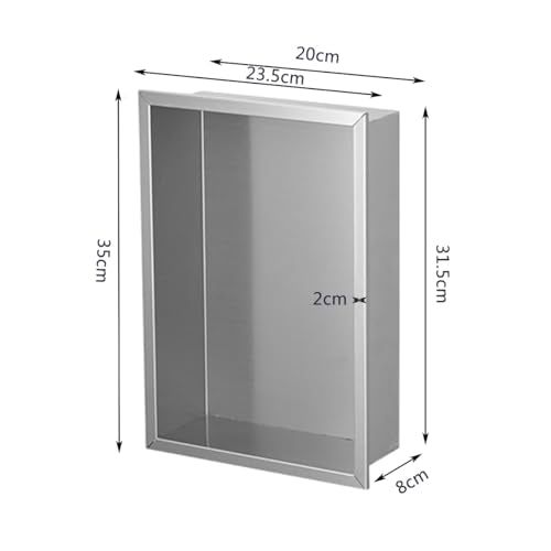12.4"X 7.9" X3.1" Shower Niche, Single Shelf Wall Insert Bathroom Organizer, 304 Stainless Steel Recessed Shower Shelf, No Tile Needed,Silver
