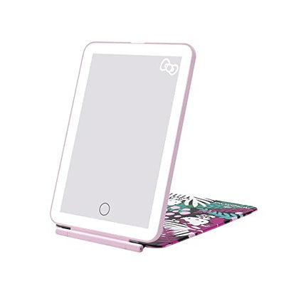 Impressions Vanity Hello Kitty Touch Pad Mini Tri-Tone Makeup Mirror with Animal Print Flip Cover and LED Strip, Travel Vanity Mirror with Touch Sensor Switch and USB Extension (Animal Pink) - color: Animal
