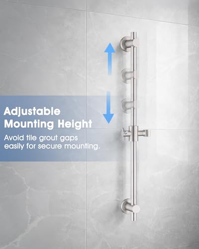 All Metal Shower Slide Bar with Adjustable Handheld Shower Head Holder, 25 Inch SUS304 Stainless Steel Shower Rail, Replacement for RV, Camper, Hotel & Bathroom, Polished Brushed Nickel - color: BN