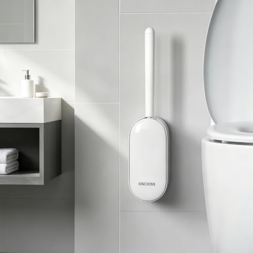 Bathroom Toilet Brush, OSCIOSS Toilet Bowl Brush with Ergonomic Design, Compact Size, Durable Bristles, Wall Mounted RV Toilet Brush for Bathroom Cleaning (White, 2pack) - color: White, size: 2 Pack