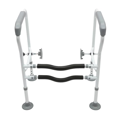 Toilet Safety Rails,Raised Toilet Seat with Handles Toilet Handles for Elderly and Disabled,Adjustable Carbon Steel Grab Bar for Toilets Bathrooms Stairs,Easy to Install,330lbs Load