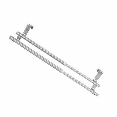 Stainless Steel Retractable Towel Rack – NoDrill Hanging Single Bar, 34cm, Fits Doors <1.9cm Thick (40cm Retractable Double Pole) - size: 40cm retractable double pole