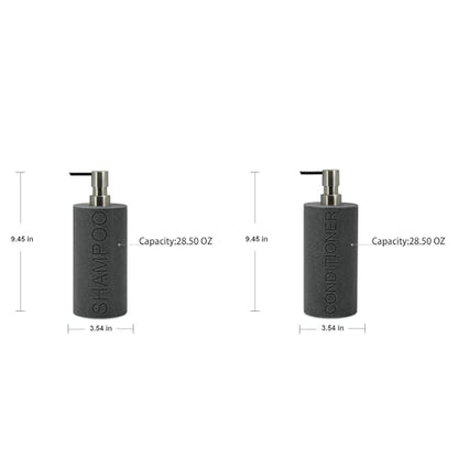 Resin 2 Pack Shampoo, Conditioner or Body Wash Dispenser Set, Luxurious Refillable Pump Bottles with Matte Pump Top and Embossed Text, Durable Design for Bathroom and Shower - color: Gray Shampoo & Conditioner