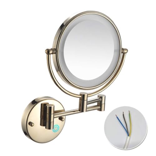 Wall Mounted Lighted Makeup Mirror, Hardwired Double-Sided Magnifying Vanity Mirror Extended Arm 360° Swivel LED Shaving Mirror,5X,F - color: F, size: 5X