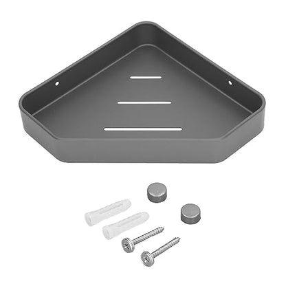 Rustproof Aluminum Corner Shelf | Space Saving Floating Shelf for Bathroom/Kitchen/Balcony | Sturdy Shower Organizer with Easy Installation | Grey Modern Design