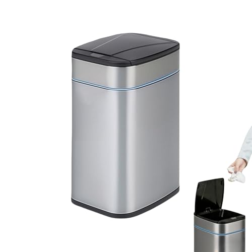Smart Trash Can, Sensor Opening and Closing (1, Square Silver) | Automatic Trash Can for Living Room, Bedroom, Kitchen and Bathroom - color: Square Silver