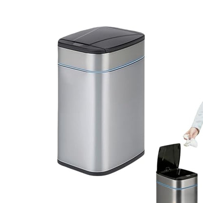 Smart Trash Can, Sensor Opening and Closing (1, Square Silver) | Automatic Trash Can for Living Room, Bedroom, Kitchen and Bathroom - color: Square Silver
