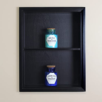 14x18 Sloane Recessed Wall Niche Medicine Cabinet Replacement, in The Wall Bathroom Cabinet Insert Shelf/Shelves, Made in North America, Real Wood, NO MDF, Black Plain Back - color: Black, size: 14x18