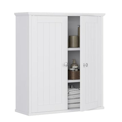 Bathroom Wall Cabinet, Bathroom Cabinet Wall Mount, Over the Toilet Space Saver Storage Cabinets, White Medicine Cabinets with 2 Doors - color: White