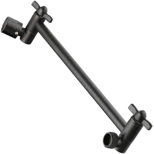 BRIGHT SHOWERS Brass Shower Head Extension Arm for Rain and Handheld Shower Head, 10 Inch Universal Shower Arm Extender, Height & Angle Adjustable, Oil-Rubbed Bronze - color: Oil Rubbed Bronze, style: 10 Inch