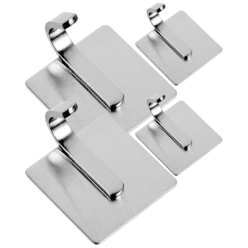 KALLORY Stainless Steel Adhesive Wall Hooks for Hanging Heavy Duty Towels and Clothes Punch-Free Strong Self-Adhesive Hooks for Bathroom and Kitchen