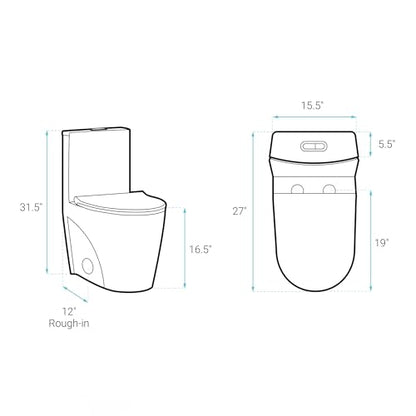 St. Tropez One-Piece Elongated Toilet Vortex™ Dual-Flush 1.1/1.6 gpf in Glossy Gray