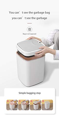 Sensor Trash Can Automatic Trash Can Garbage Can 4.7 Gallon Metal Touchless Automatic Pearl White Waste Bin for Office Bathroom