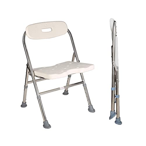 Elderly Assis One-Piece Shower Chair Premium Series Shower Chair with Back Adjustable Bath Chair for Seniors Disabled Injured Pregnant Woman White Supports Up to 330 Lbs - color: Shower Chair 202-8