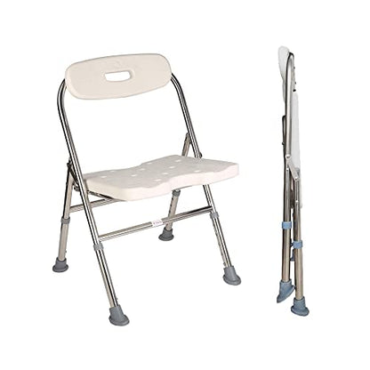 Elderly Assis One-Piece Shower Chair Premium Series Shower Chair with Back Adjustable Bath Chair for Seniors Disabled Injured Pregnant Woman White Supports Up to 330 Lbs - color: Shower Chair 202-8