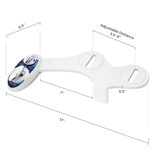 LUXE Bidet NEO 180 - Non-Electric Bidet Attachment for Toilet Seat, Blue | Dual Nozzle, Self-Cleaning, Adjustable Water Pressure, Rear & Feminine Wash, with Lever Control - color: Blue