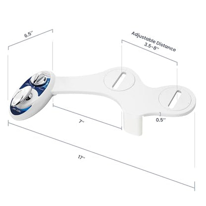LUXE Bidet NEO 180 - Non-Electric Bidet Attachment for Toilet Seat, Blue | Dual Nozzle, Self-Cleaning, Adjustable Water Pressure, Rear & Feminine Wash, with Lever Control - color: Blue
