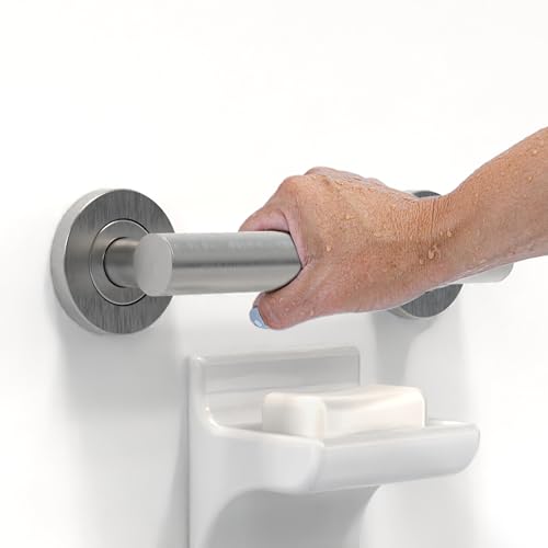 Bath, Shower and Toilet Safety Grab Bar for Seniors and Handicaps, ADA Compliant Mobility Aid Balance Assist Handle, Stainless Steel - color: Brushed Nickel, size: 9 Inch