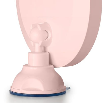 Zadro Zado 8.25-Inch x 6.9-Inch Round LED Lighted Wall Mounted Suction Cup Makeup Mirror with 10X Magnification and Touch Controls (Pink) - color: Pink