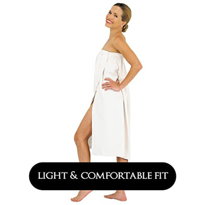 Canyon Rose Waffle Weave Long Spa Wrap, One Size, White | Luxurious Waffle Knit Body Wrap, Generous Length, Elasticized Top with Touch-and-Close Fastener, Machine Washable - color: White