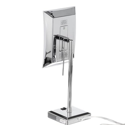 JERDON Lighted Makeup Mirror with 5X Magnification - Chrome - JRT910CL | 6.5" x 9" Rectangular Frame, LED Lighting, 17" Tall - color: Chrome