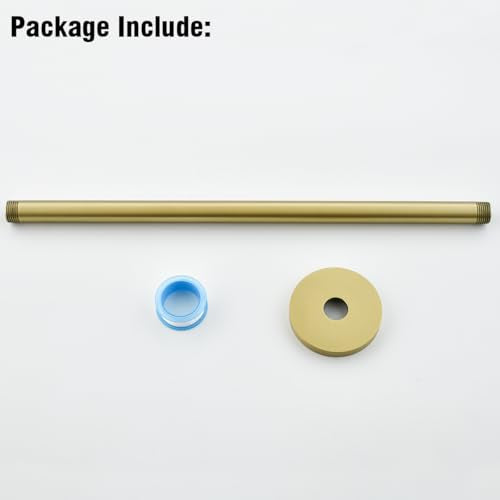 RANDOM Shower Arm with Flange,Gold 16 Inches Ceiling Mount Shower Head Extension Arm Straight Arm Ceiling-Mounted For Fixed Shower Head,Brushed Gold.RD91038-16BG - color: 16″ Brushed Gold(Round Flange)