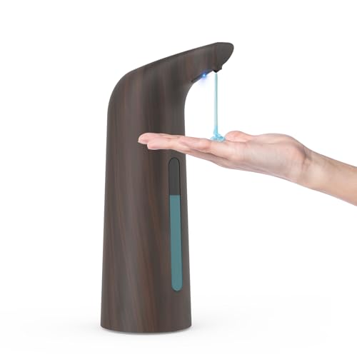 Automatic Liquid Soap Dispenser, 4-Level,13.5oz Touchless | Plastic,400ml Electric Battery Operated Hand & Dish Countertop Soap Dispensers with Sensor for Bathroom,Kitchen Sink - color: Dark Grain, style: Battery