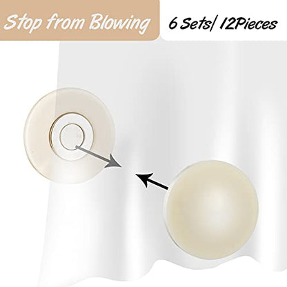 Jetec 12 Pcs/6 Sets Magnetic Curtain Weights No Sew Shower Curtain Magnets Beige Plastic Shower Curtains Liner Clips for Light Curtains Tablecloth Liner - color: Beige