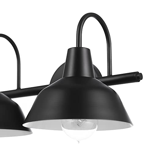 Globe Electric 63000004 3-Piece Bathroom Set, Matte Black, 15.5" 2-Light Vanity Light, Towel Ring, Toilet Paper Holder, Bulb Not Included - color: Matte Black, Brooklyn (3-Piece)