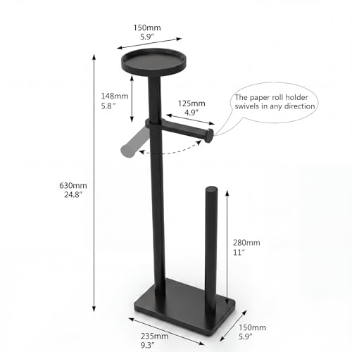 Toilet Paper Holders Free Standing, Holds up to 7 Rolls Toilet Paper Stand with Storage, Bathroom Toilet Paper Organizer with Top Shelf for Small Items, 1-Min Rotating-Lock Assembly, Black,L - color: Black