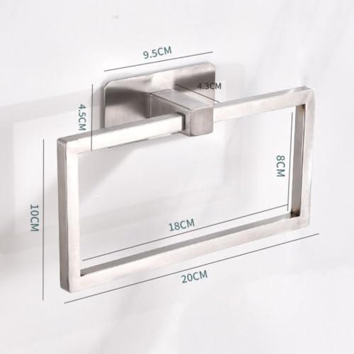 Stainless Steel Towel Ring Nordic Square Towel Holder for Bathroom Wall Mounted(Silver) - color: Silver