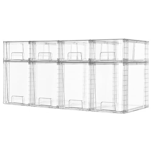 Vtopmart Clear Stackable Storage Drawers, 8 Pack Tall Organizer Set | Tall and Small Pull-Out PET Drawers Combine Vertical Storage and Small Item Sorting for Cabinets, Closets, Pantry - style: 4 Large+4 Small
