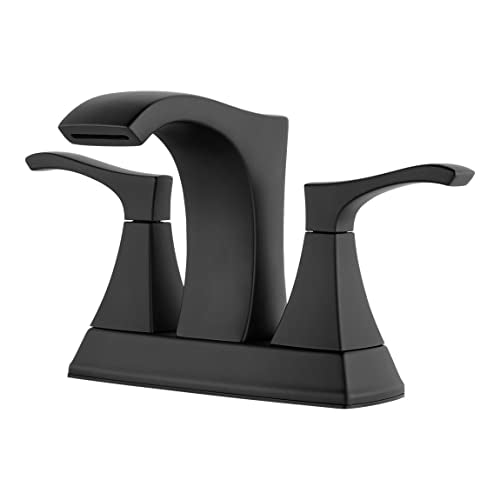 Pfister Venturi Bathroom Sink Faucet, 4-Inch Centerset, 2-Handle, 3-Hole, Matte Black Finish, LF048VNBB - color: Matte Black, size: 4 Inches
