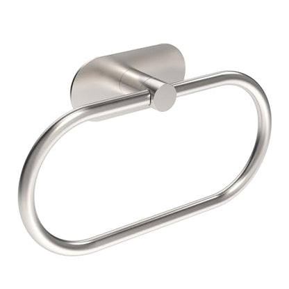 Adhesive Towel Holder for Bathroom Brushed Nickel No Drill Hand Towel Ring Stainless Steel and Zinc Alloy Self Adhesive Towel Hanger for Bath, Kitchen - color: Brushed Nickel