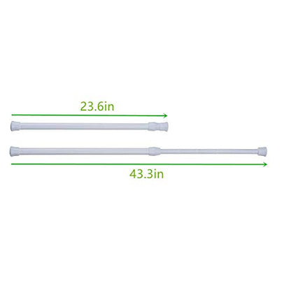 4 Pack Spring Tension Curtain Rod, 23.6-43.3 Inches Tension Rods Cupboard Bars Adjustable Spring Steel Tensions Rod Shower Rod Closet Rod - color: White, size: 23.6-43.3