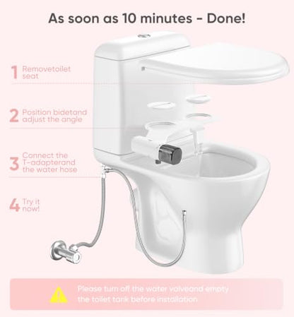 Ultra-Slim Bidet Attachment, Posterior&Feminine Wash-(Retractable Dual Nozzles), Non-Electric Bidet Attachment for Toilet Seat, Adjustable Fresh Cold Water Pressure (BlackChrome) - color: BlackChrome