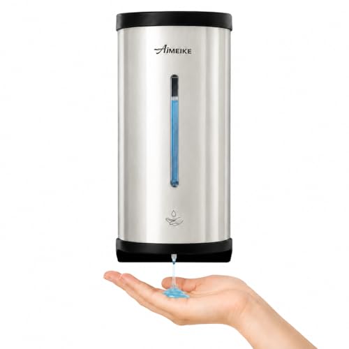 Automatic Wall-Mount Soap Dispenser, 800 mL Stainless Steel | Touchless 800 mL wall dispenser with viewing window, keyed lock and low-liquid indicator; requires 6 AA batteries. - color: 2000 Silver