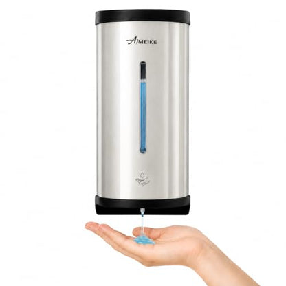 Automatic Wall-Mount Soap Dispenser, 800 mL Stainless Steel | Touchless 800 mL wall dispenser with viewing window, keyed lock and low-liquid indicator; requires 6 AA batteries. - color: 2000 Silver