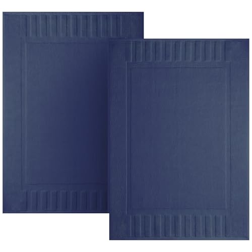 White Classic Luxury Bath Mat Floor Towel Set - Absorbent Cotton Hotel Spa Shower/Bathtub Mats [Not a Bathroom Rug] 22"x34" | 2 Pack | Navy Blue - color: 14: Navy Blue