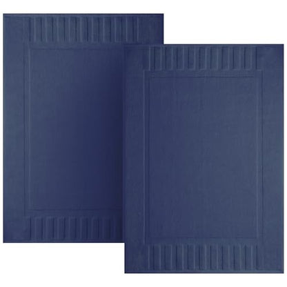 White Classic Luxury Bath Mat Floor Towel Set - Absorbent Cotton Hotel Spa Shower/Bathtub Mats [Not a Bathroom Rug] 22"x34" | 2 Pack | Navy Blue - color: 14: Navy Blue