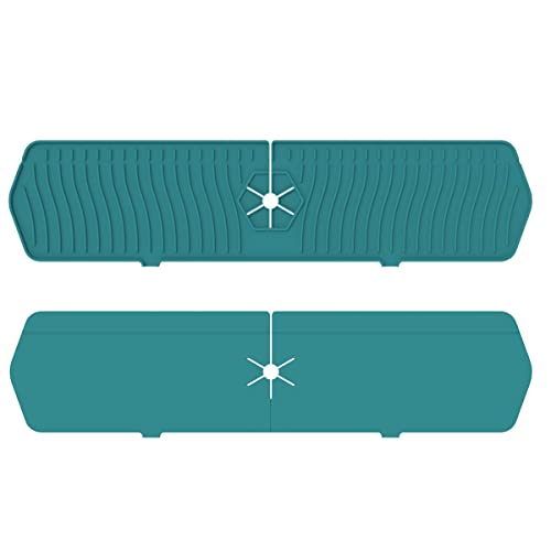 Kitchen Faucet Sink Splash Guard, 24" x 5.6'' Upgrade Silicone Faucet Water Catcher Mat, Sink Draining Pad Behind Faucet, Rubber Drying Mat for Countertop, Bathroom, Farmhouse, RV (Green) - color: Green, size: 24" x 5.6"