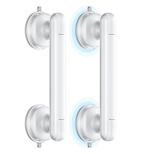 Grab Bars for Bathtubs and Showers, Shower Handles for the Elderly and People in Need, 2026 Upgraded Rubber Suction Cup with Maximum 350 lbs Suction Power, No Drilling-(White-2 Pack) - color: White, size: 2 Pack